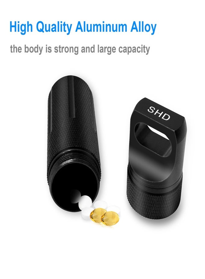 SHD Aluminum Alloy Waterproof Pill Case Container, Outdoor EDC Single Chamber Storage Box,Pill Holder for Hiking Camping-Black - Image 3